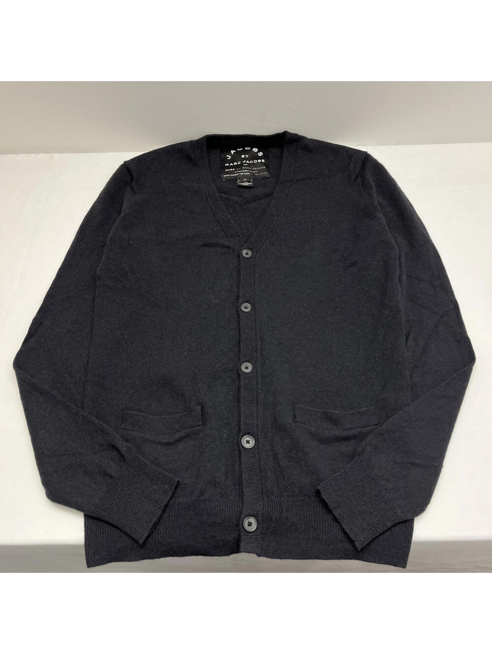 Marc by Marc Jacobs Navy Black 100% Cashmere Long Sleeve V neck Cardigan Sz XS